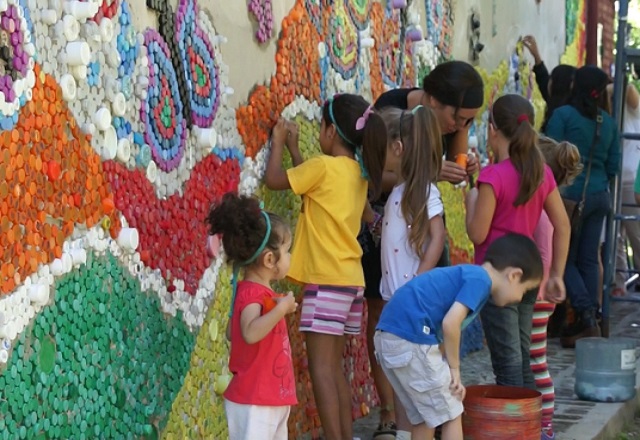 Proceso de trabajo en el Mural de la Ciudad de los niños en Rosario