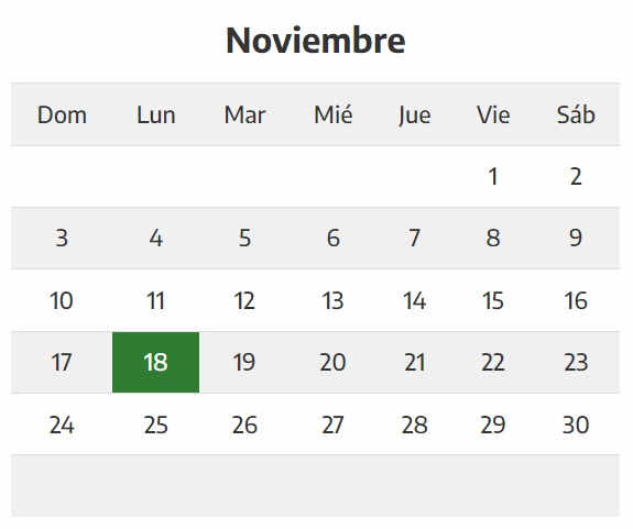 Calendario 2024 Argentina con feriados: noviembre